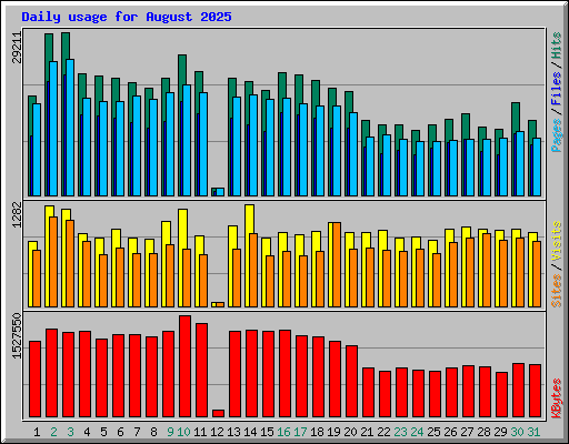 Daily usage for August 2025
